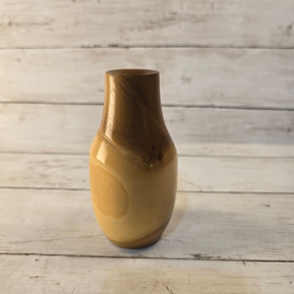 Harold Valasek Russian Olive Wood Bud Vase Hand Turned Signed 2004 Studio Art